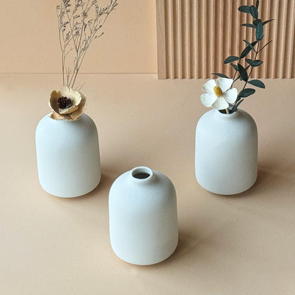 Modern Small Flower Vases 8 Pack - Ceramic, White