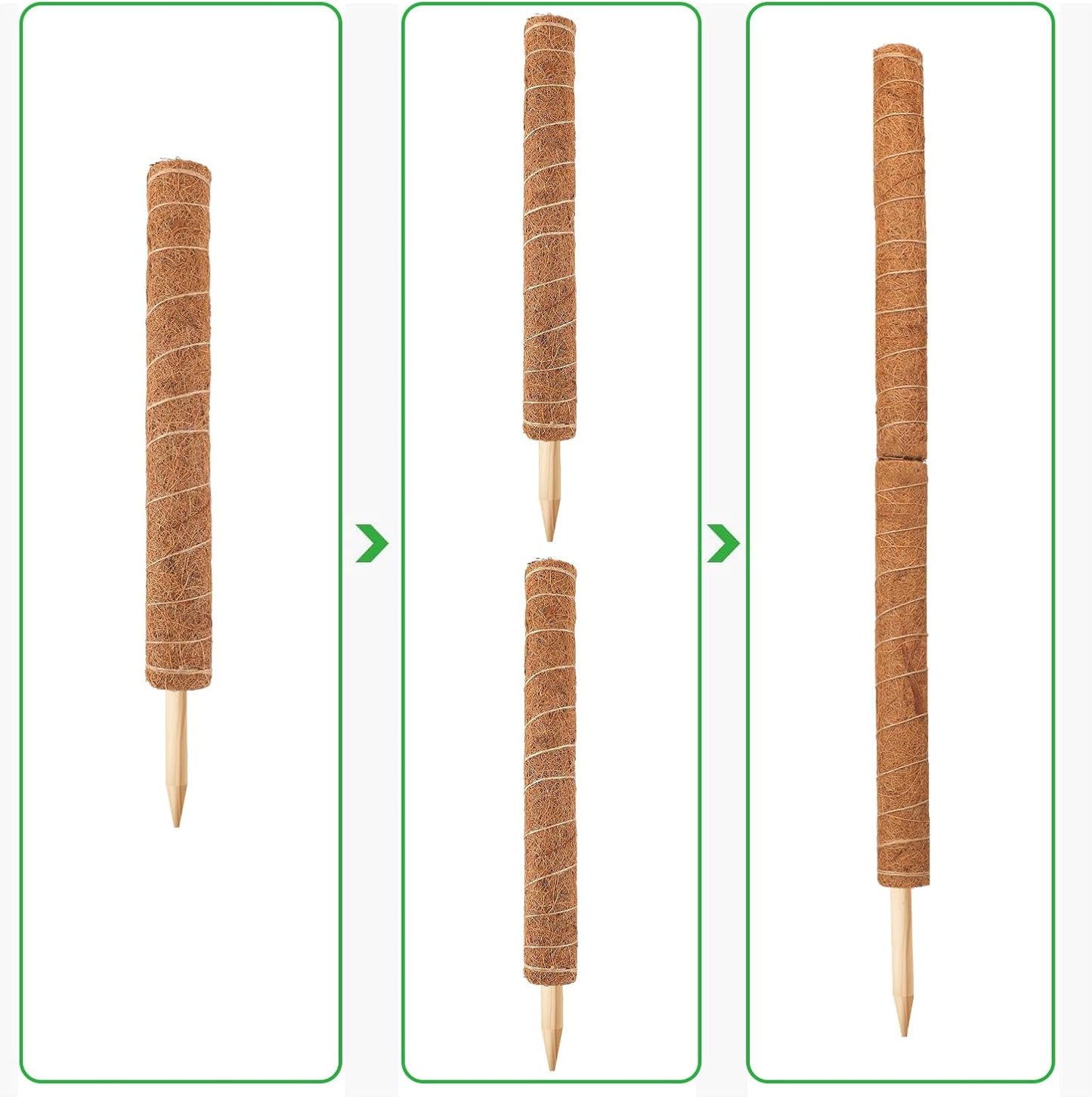 Augshy Moss Pole, 27 Inch Moss Poles - 2Pcs 17 Inch Plant Stakes Moss Sticks for Monstera Indoor Creepers Plant Support Extension Climbing Plants