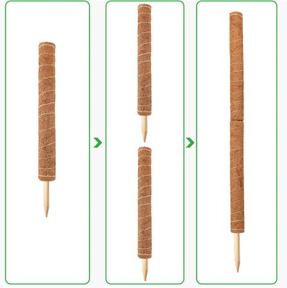 Augshy Moss Pole, 27 Inch Moss Poles - 2Pcs 17 Inch Plant Stakes Moss Sticks for Monstera Indoor Creepers Plant Support Extension Climbing Plants