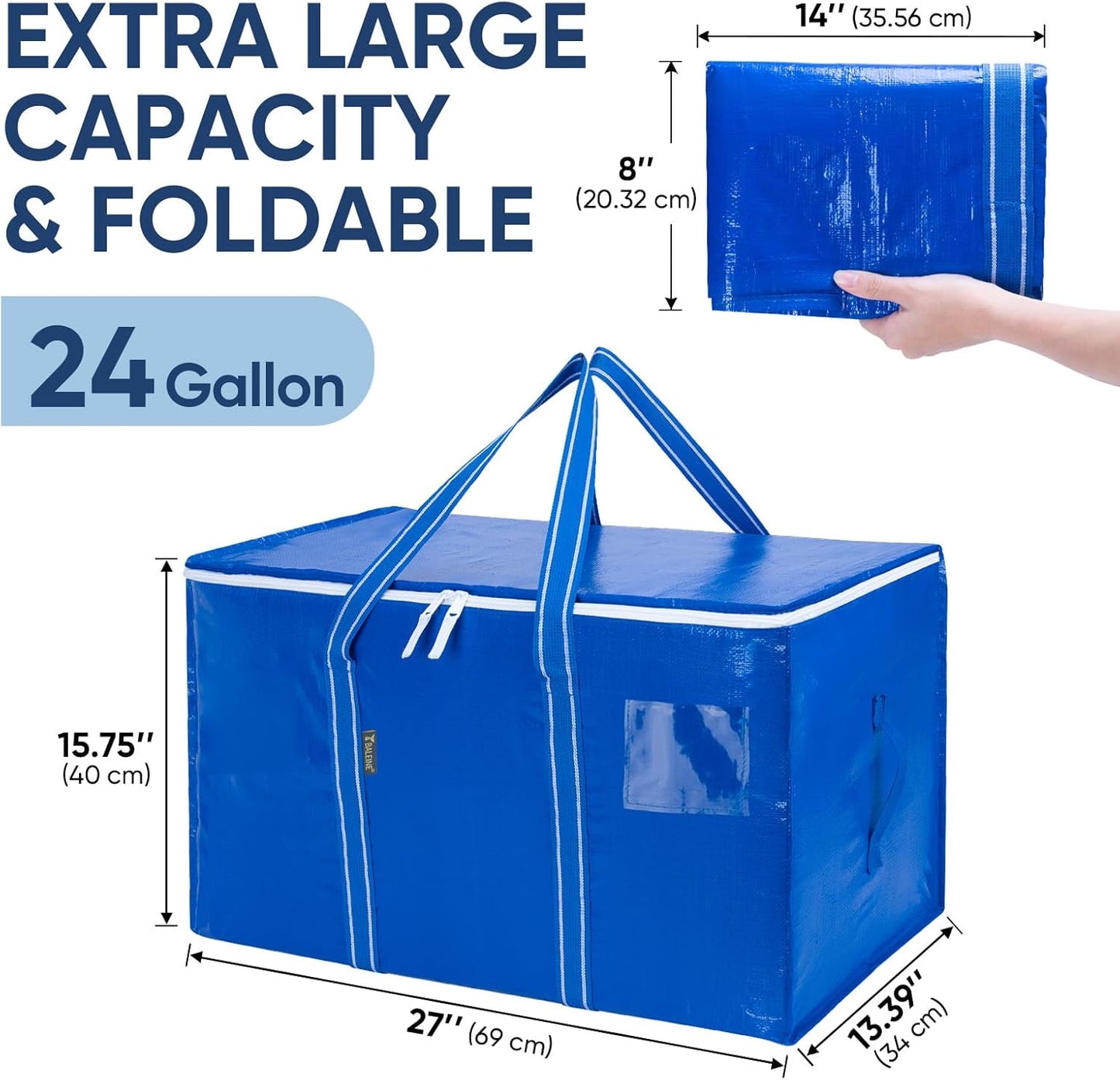 BALEINE 6-Pack Oversized Moving Bags with Reinforced Handles, Heavy-Duty Storage Tote for Clothes, Moving Supplies (Clear, 6-Pack)
