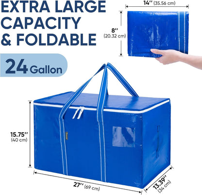BALEINE 6-Pack Oversized Moving Bags with Reinforced Handles, Heavy-Duty Storage Tote for Clothes, Moving Supplies (Clear, 6-Pack)