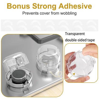 Gas Stove Knob Covers for Child Safety - 5 Pack Universal Size Stove Safety Knob Covers, Heat-Resistant Child Proof Stove Knob Covers, Pet/Baby Proofing Oven Knob Covers for Child Safety (Clear View)