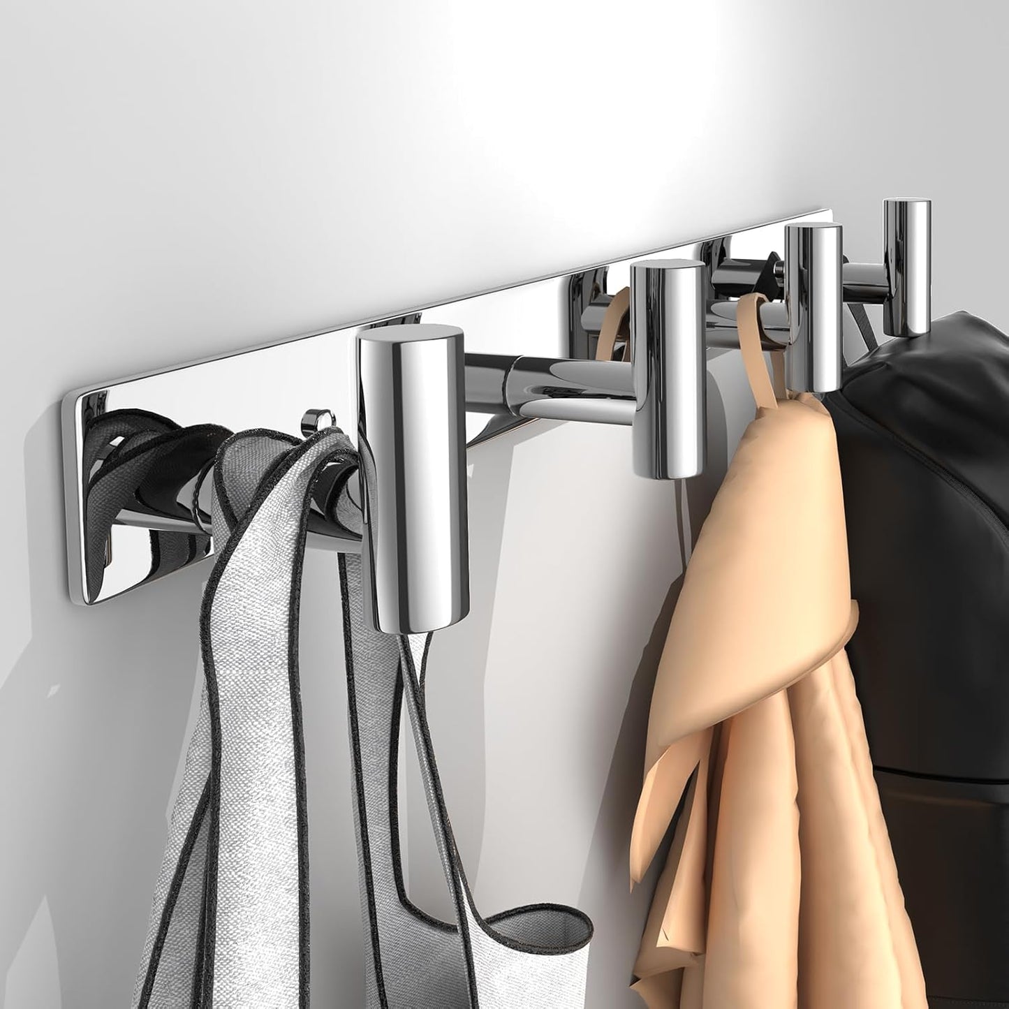 Wall Mounted Coat Rack-3 Hooks, Heavy Duty Stainless Steel Wall Hooks for Towel Coat Bag, Hat Rack Coat Hanger Coat Hooks Towel Racks for Bathroom Entryway Kitchen Office (Silver, 1 Pack)