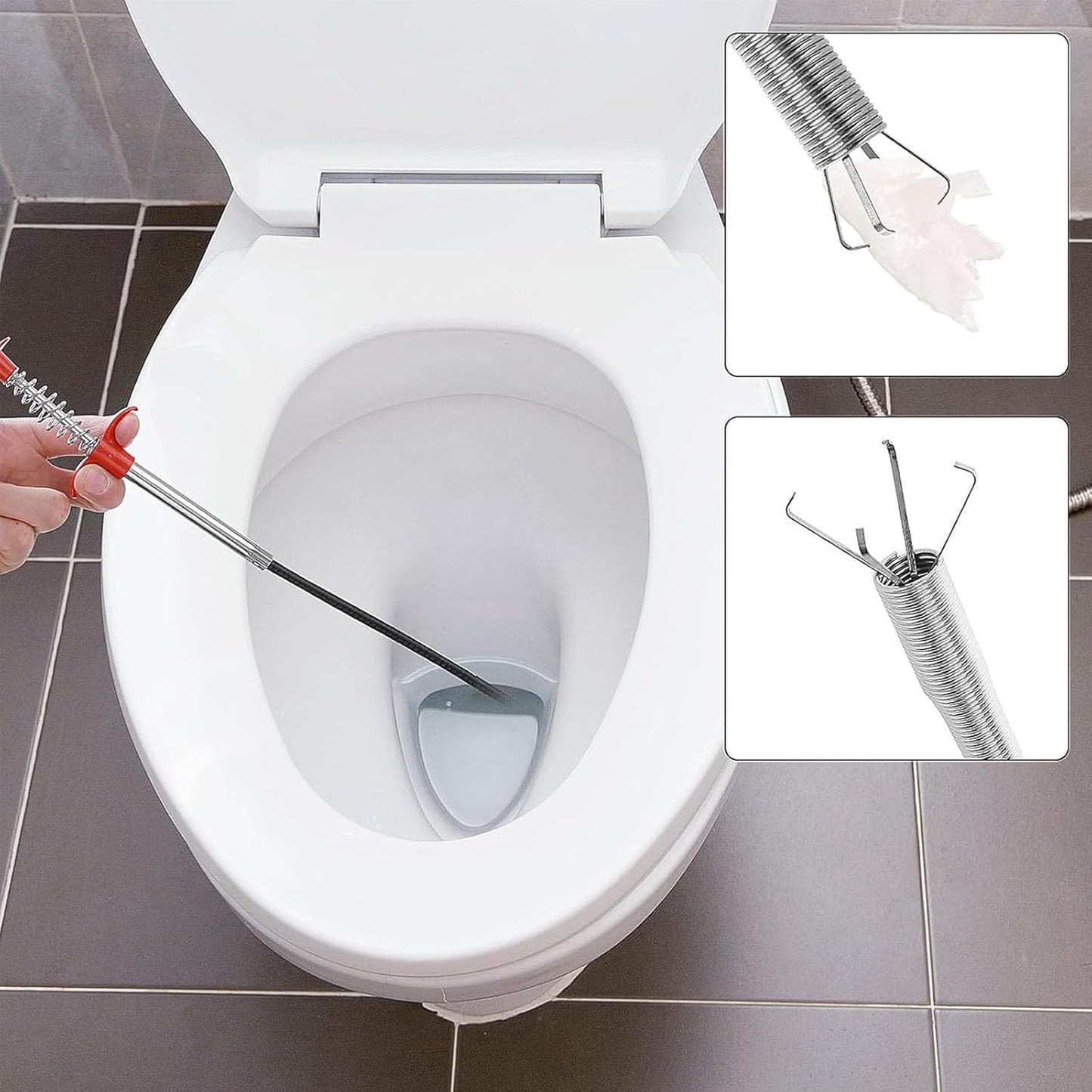 Drain Snake，116" Flexible Grabber Claw Tool Reacher Drain Snake Hair Drain Clog Remover for Toilet Sewer Shower Kitchen Bathroom Tub Clogged Drains Opener Cleaning Tool