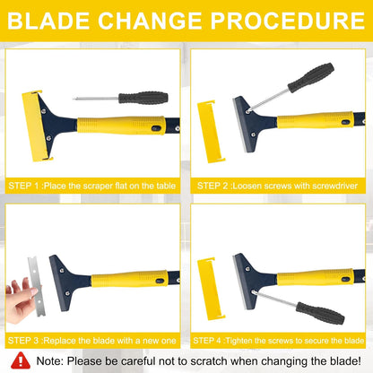 Razor Blade Scraper Tool with 15pcs Extra Blades, Multi-Surface Glass Stove Top Scraper for Paint, Window, Old Label, Decal Sticker, Ceramic Cooktops, Ovens