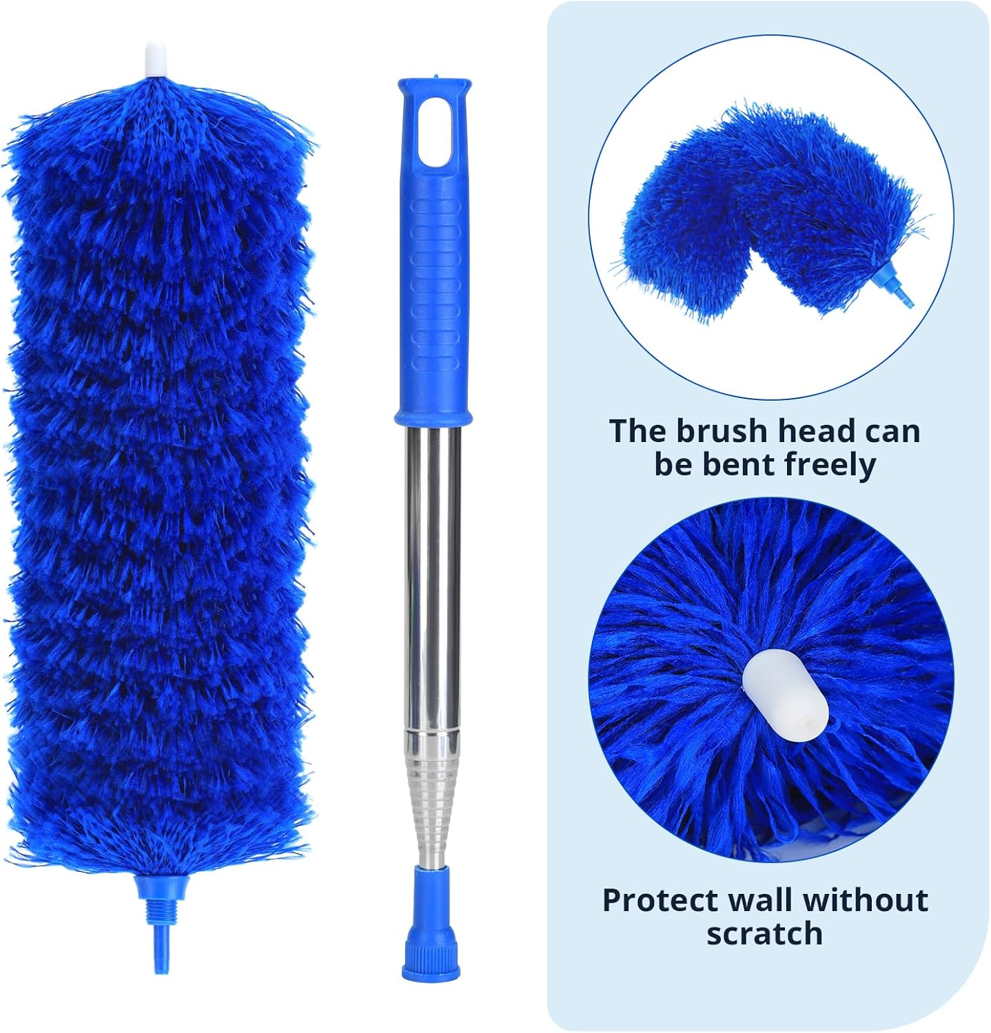 ZZ LAZYCOTTAGE Microfiber Feather Duster for High Reach, Lightweight Ceiling Fan Cleaner, 91.5" Telescopic Pole, Cobweb Duster with Extension Pole for Home & Car