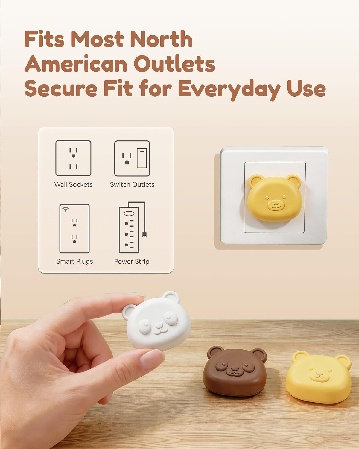 MiaoLab Cute Animal Baby Proofing Outlet Covers, 8 Pack Silicone + V0 PC Plug Protectors, BPA-Free Non-Toxic Child Safety Socket Caps for US Type B 3-Prong Electrical Outlets, Fire-Retardant Design