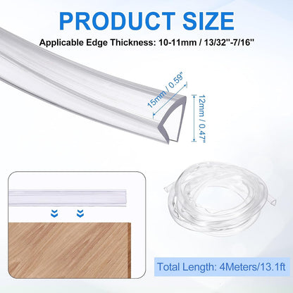 uxcell Clear Edge Trim, 13.1Ft Silicone U Channel Edge Protector, Edges Guards Fits 1/32"-3/32" for Car Doors Sheet Metal Parts (3/16" W x 3/8" H)