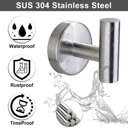Bntuk Adhesive Hooks Heavy Duty Wall Hooks Stainless Steel Waterproof Shower Hook, Adhesive Holder Coat Hook for Hanging, Wall Mounted Towel Hooks for Bathroom Glass Window- 2 Pack