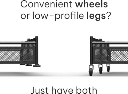 Under Bed Storage with Wheels – Heavy Duty Large Metal Storage Container (70lb Load), Low Profile Rolling Organizer with Removable Rubber Wheels, Easy Access for Clothes, Shoes & Blankets