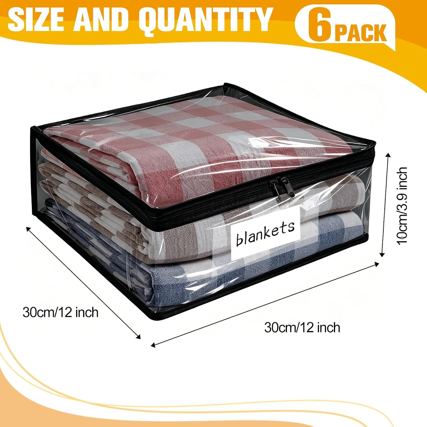 Plastic Storage Bags with Easy-Glide Zipper, Pack of 8, Durable Clear Vinyl Zippered Storage Bags for Clothes Sweaters Comforters Blankets Sheets Bedding (15.7 x 13.8 x 3.9 Inch, White)