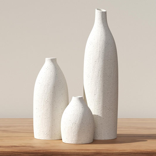 Decorative Flower Vase Set, Rustic Modern Farmhouse Style, Ceramic Vases for Home Decor, Kitchen Island Shelf Shelves Bookshelf Mantle Fireplace Tv Console Entryway Table Decor (Multicolor)