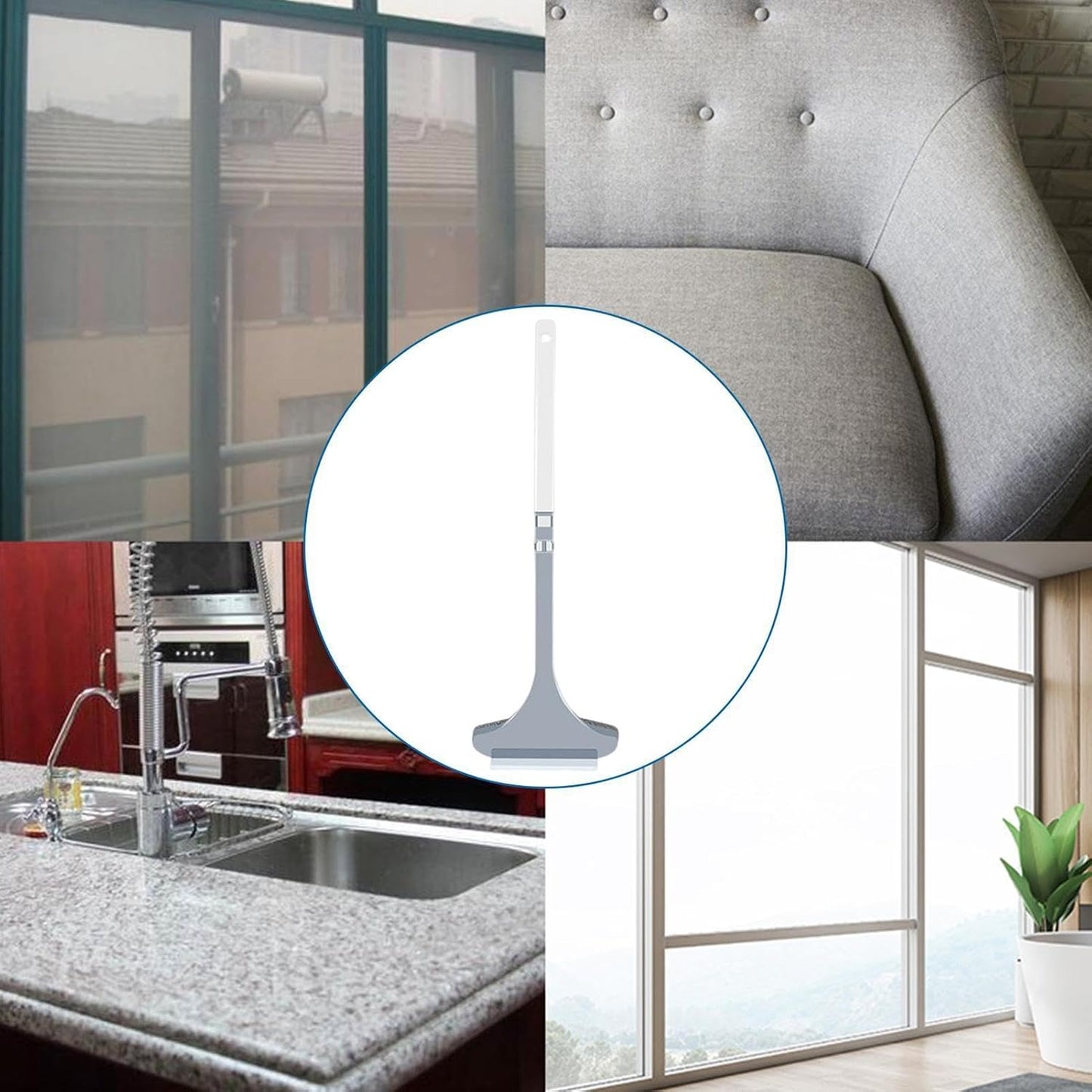 Window Screen Cleaning Brush, Double Sided Window Mesh Cleaner, Hangable Screen Cleaning Brush with Scraper, Multi Tool for Glass Door Wall, 17.71x5.9x1.96 Inch