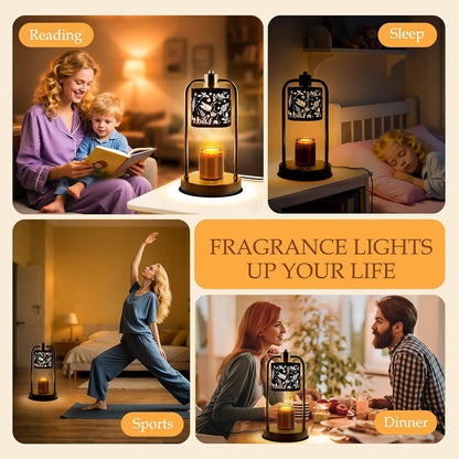 Candle Warmer Lamp Electric with Timer: Wax Melts Warmer - Dimmable Candle Wax Warmer Electric Candle Warmer with Replacement Bulbs, Bedroom Home Decor Compatible with Various Candles-Linen