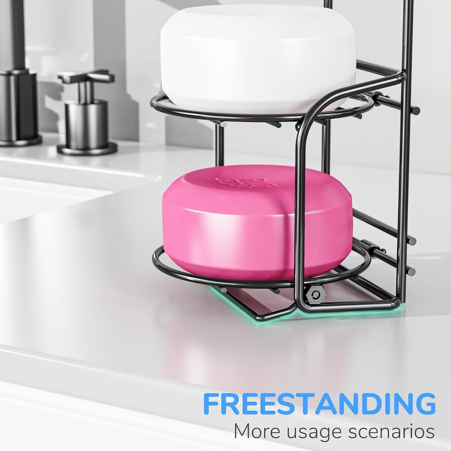 galasily 3-Tier Shower Soap Shampoo Bar Holder, Self Adhesive&Freestanding Draining Soap Caddy for Bathroom Wall Accesories, Apartment Essentials Decor…