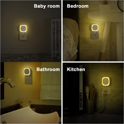 YUNLEX 2 Pack Red Night Light with Dusk to Dawn Sensor, Eye-Care Reflected Glow, 0% Blue Light True Red LED, 3-Level Brightness, Auto On/Off, Plug-in Nightlight for Sleep, Kids, Bedroom, Bathroom