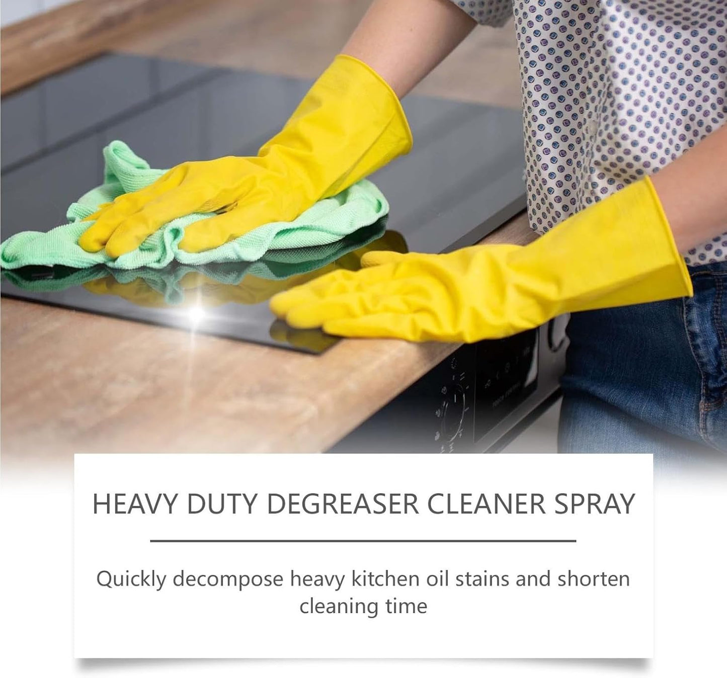 Heavy Duty Kitchen Degreaser Spray – 120ml Heavy Oil Stain Cleaner for Clean Up Kitchen Oil Stains, Multi Purpose for Microwave & Oven & Stove Top (with wash cloth) (1)