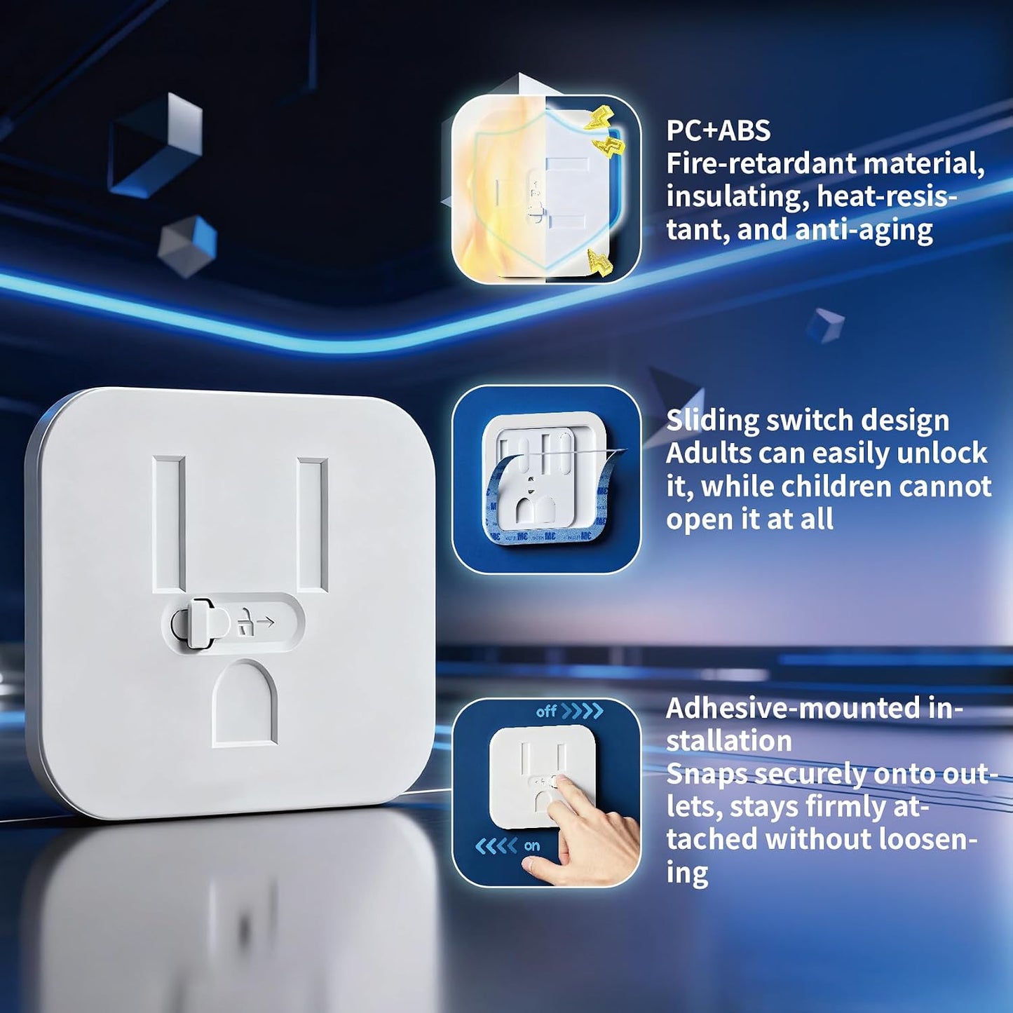 Outlet Covers Baby Proofing - Adhesive Sliding-Lock Socket Protector 12pcs Childproof Electrical Outlet Protectors for Home & Kitchen