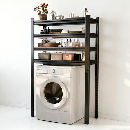 Over Washer and Dryer Shelves, Laundry Room Shelves Adjustable Metal Heavy Duty Freestanding Storage Shelving, Washing Machine Rack for Organization and Storage, Black (39.4" W X 17.7" D X 71.2" H)