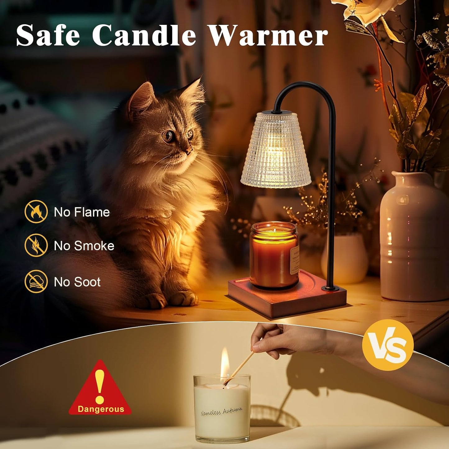 Hong-in Candle Warmer Lamp with Timer-Dimmable Adjustable Height Candle Lamp Warmer, Birthday Gifts for Women Mom Her, Housewarming Office Home Decor,Wax Warmer for Scented Wax Jar Candles