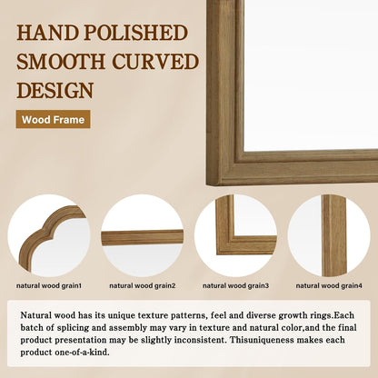 WallBeyond Full Length Mirror Wall Mounted 65"x22", Rustic Wooden Frame Floor Mirror, Large Full Body Mirror for Bedroom, Leaning or Hanging Against Wall, Natural