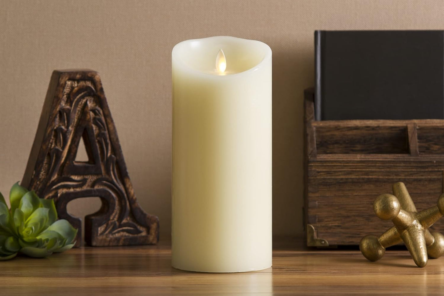 Luminara Flameless LED Battery Operated Ivory Pillar Candle, Flickering Realistic Moving Flame, 3" x 4.5" Luminous Real Wax Indoor Home Decor Pack of 1