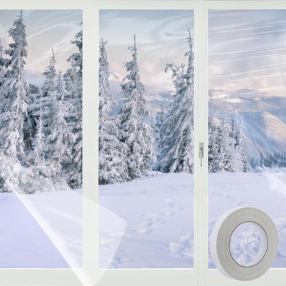 87×118in Patio Door Window Insulation Kit for Winter- Thicken Indoor Large Window Plastic for Winterizing, Clear Window Covering Shrink Film with Double-Side Tape to Keep Cold Out