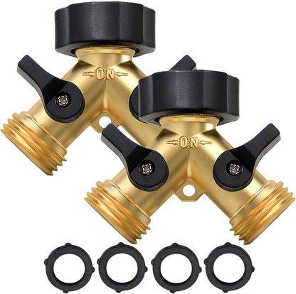 Twinkle Star 2 Way Garden Hose Splitter 3/4" GHT | Hose Y Splitter, Brass Dual Hose Splitter Leak-free
