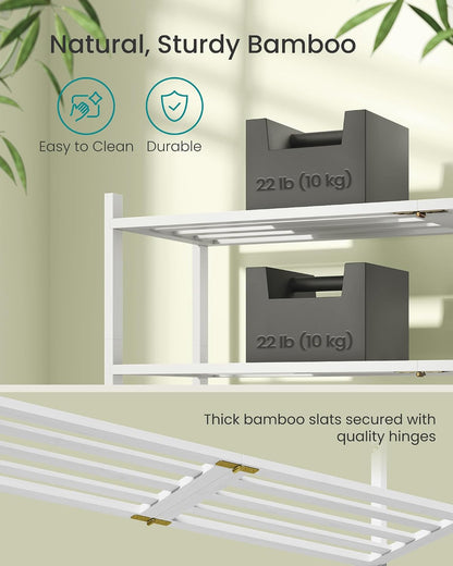 SONGMICS Bamboo Shoe Rack for Closet, Stackable Shoe Oragnizer with Modular Structure, Space-Saving Free Standing Shelf for Entryway Bedroom, 2-Tier, Holds 9-12 Pairs, Natural Color ULBS052YL01