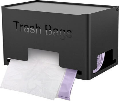 STWWO Large Trash Bag Holder Dispenser, Metal Garbage Bag Dispenser Roll Holder, Kitchen Trash Storage Organizer for Under Sink, Wall Mounted or Freestanding, Black