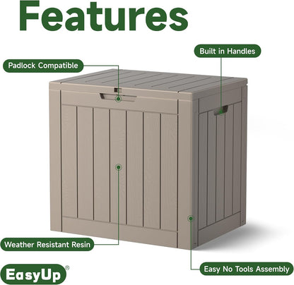 EasyUp 33 Gallon Resin Deck Box Waterproof, UV Resistant Outdoor Storage Box for Delivery, Porch, Patio and Garden, Stripe Black