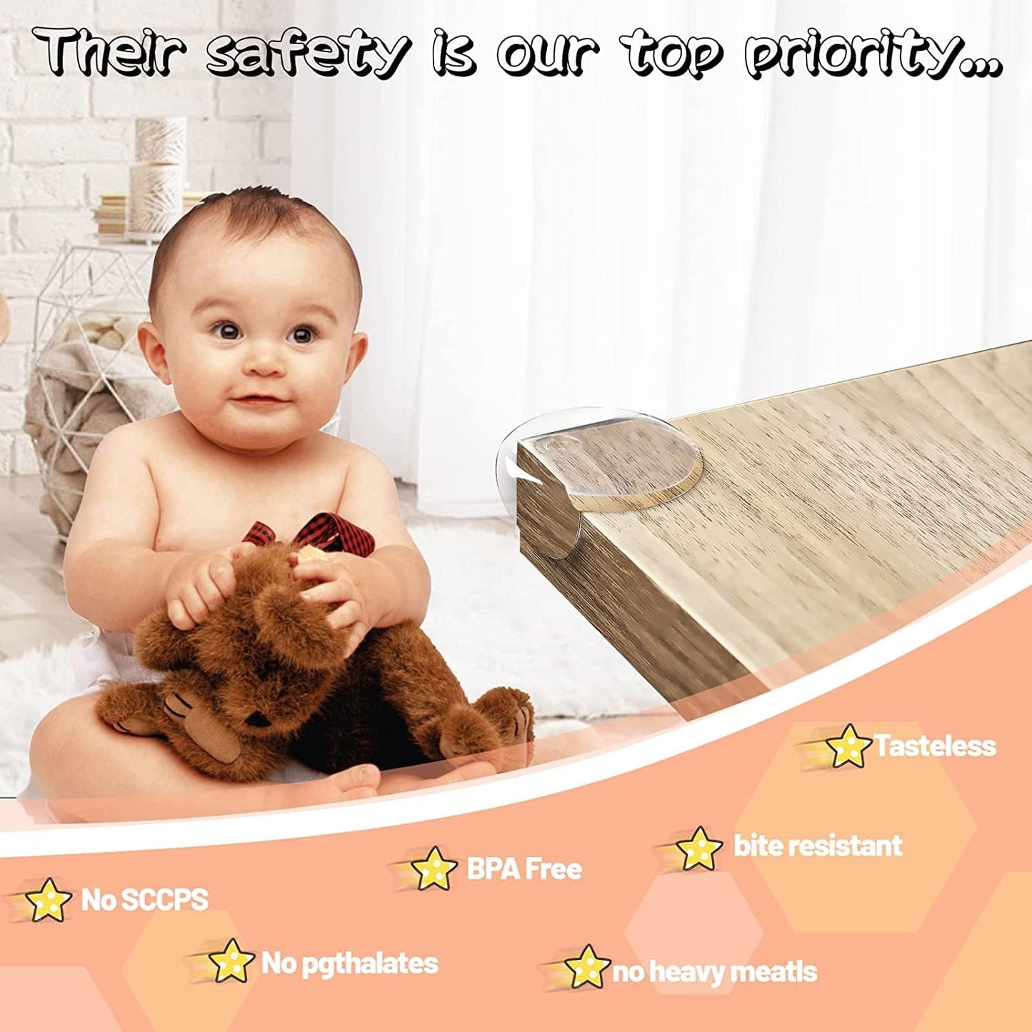 [24 Packs] BECOMTO Baby Safety Corner Guards,Premium Clear Furniture Edge Corner Protector with Strong 3M Gel Stickers Adhesive,Baby Safety Desk Table Sharp Corner Cushion Padding,Crystal Technology