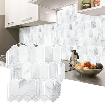 Vamos Tile Upgraded Thicker Design Peel and Stick Backsplash Tile, Self Adhesive Vinyl Wall Tiles, Stick on Backsplash for Kitchen, Bathroom, RV,Pantry,10-Sheet Grayish Blue Marble with White Grout