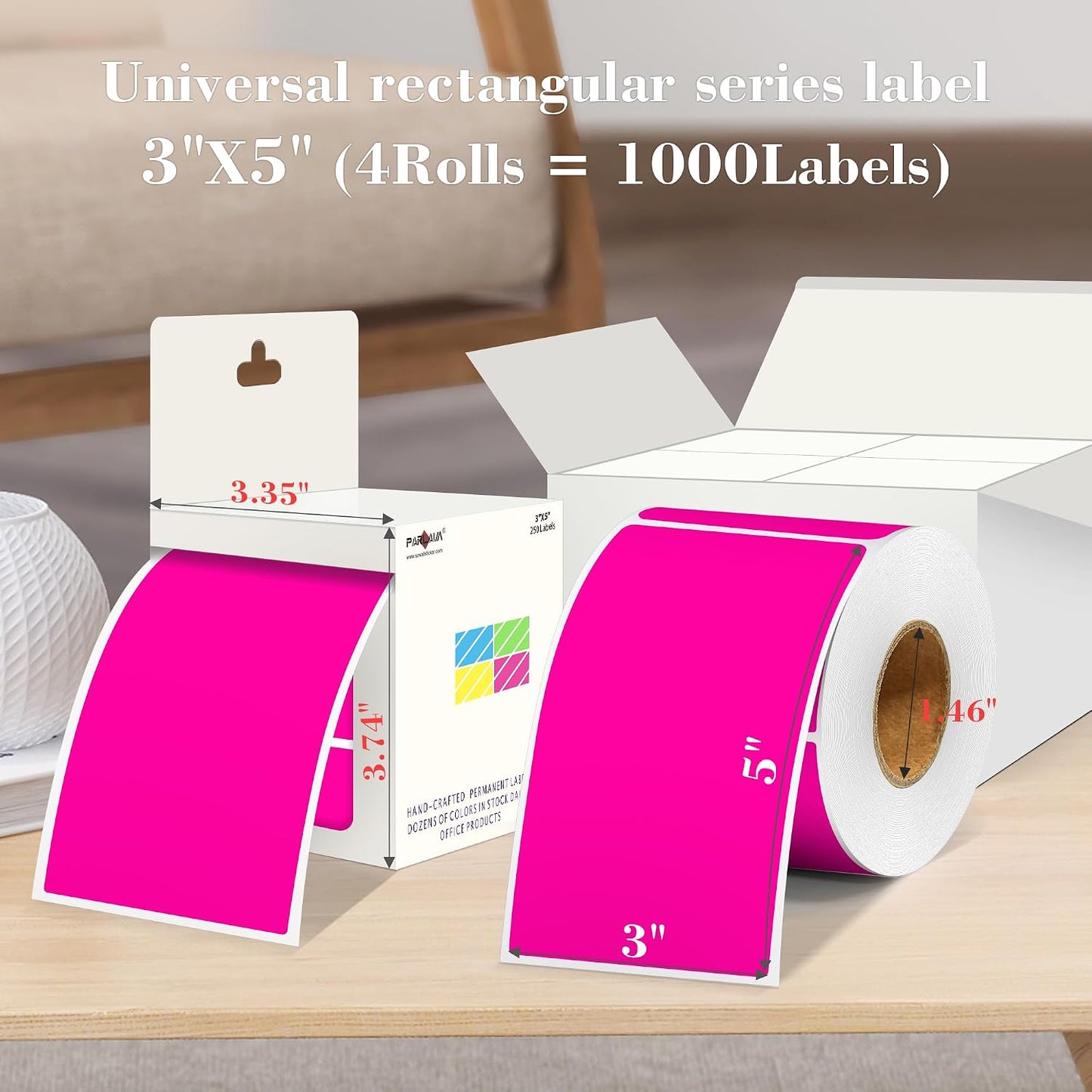 PARLAIM 3 x 5 inch Rectangle Sticker Labels, 250PCS Adhesive Color Coding Stickers for Moving Box Inventory Label, Fluorescent Green