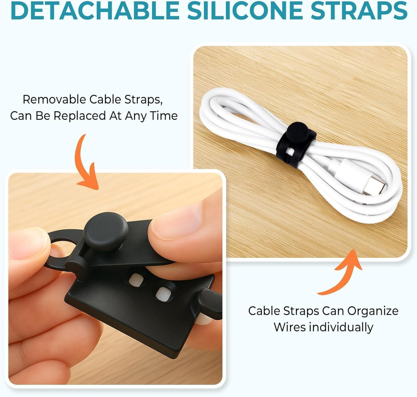 Kanemc Cable Clips Management Under Desk,Adhesive Wire Organizers for Cords | 15 Wire Management Holder with 15 Zip Tie, 15 Screws,Extra 8 Silicone Cable Ties,Cable Clips for Desk,Behind TV, Office,Car