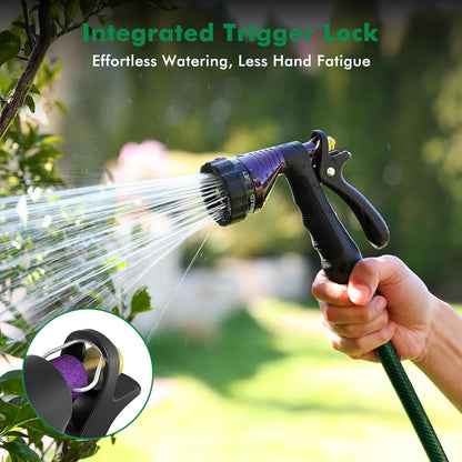 RESTMO Garden Hose Spray Nozzle, Water Hose Nozzle Heavy Duty, High Pressure Hand Sprayer with 6 Adjustable Watering Patterns, Slip Resistant for Watering Plants, Car Washing & Pet Showering, Purple