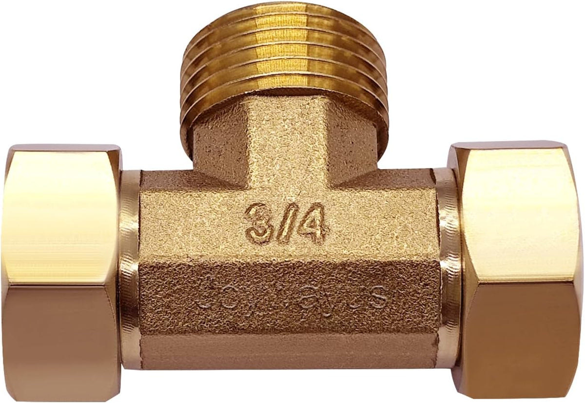 Joywayus 2PCS Brass 3/4" GHT Garden Hose Splitter Body Backyard 2 Way Y Shaped Swivel Connector Threaded Pipe Fitting Coupler Adapter with Washer