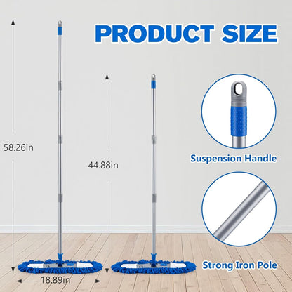Dust Mop for Hardwood Floors,58" Long Handle Wet & Dry Mop,180° Rotating Microfiber Washable Mop for Tile,Laminate,Vinyl Floors,Pet Hair Cleaning