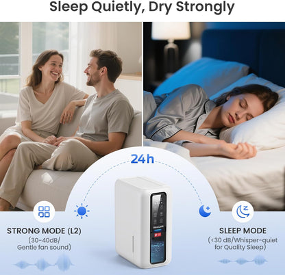 Dehumidifier for Home, Dehumidifiers for Bathroom, Bedroom, Living room, Closet with 68 OZ Water Tank, Moisture Absorbers, Auto Shut Off, Auto Humidity Control, 7 Colors LED Light, White