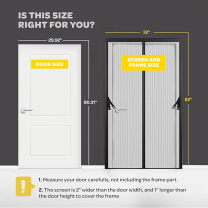Magnetic Screen Door, Hands-Free Kid/Pet-Friendly Walk Through - Self Magnetic Closure Screen Door Mesh, Stay-Open Option with Buckles - Keeps Bugs Out Lets Breeze in, Fits Door Size (39.4" x 82.7")