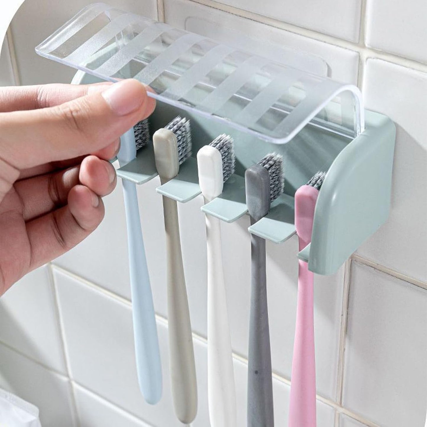 Toothbrush Holders for Bathrooms,Kids Toothbrush Holders with Cover,5 Slots Electric Tooth Brush Holder Wall Mounted Toothbrush Organizer,Shower Restroom Bathroom Accessories (White)