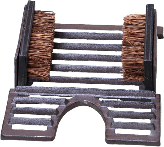 Cast Iron Shoe Brush, Rust Brown Shoe Cleaner with Bristles, 4.3 Inch Height Boot Scraper Mat for Porch, Entryway, Hallway
