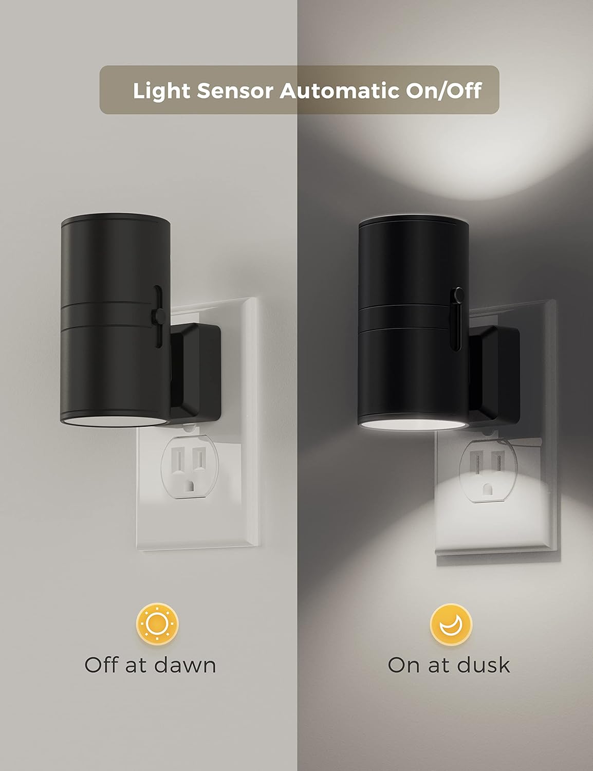 L LOHAS LED Night Light Plug in, Modern Night Lights Plug into Wall, Dusk to Dawn Sensor, Soft White 3000K, 0-100LM Adjustable Brightness, Dimmable Night Lights for Hallway Bedroom Stairway, 2 Pack