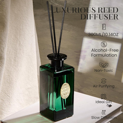 M&SENSE 6.3 oz Large Reed Diffuser Set | Lime+Basil Scent Oil Diffuser with Sticks | Hotel Collection Non-Toxic Home Fragrance |for Bedroom Bathroom Living Room - Colors B