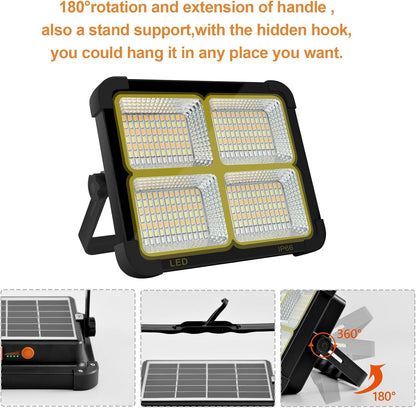 Portable LED Work Solar Light 100W 16500mAh 10000 LM with Stepless Brightness Job Site Battery Rechargeable LED Floor Light for Emergency Worklight for Hurricane