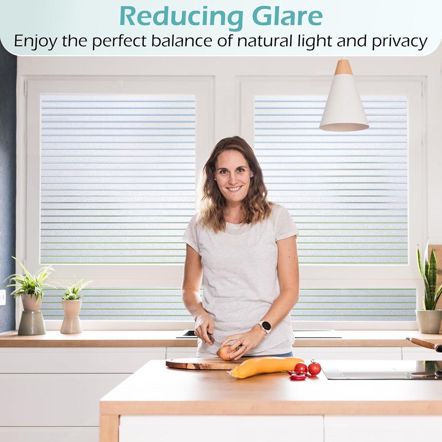 DOWELL Window Privacy Film, Frosted Glass Window Film, Static Cling Non-Adhesive Glass Clings, Sun Blocking Opaque Coverings, Reusable Door Stickers for Bathroom Home Office, Pure, 17.5" x 78.7"