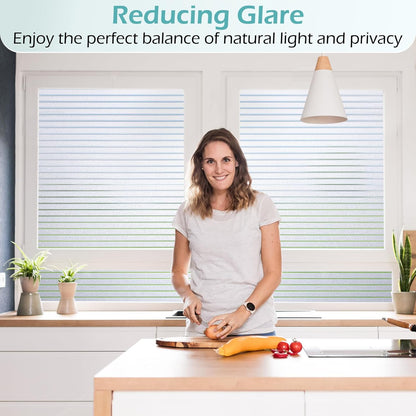 DOWELL Window Privacy Film, Frosted Glass Window Film, Static Cling Non-Adhesive Glass Clings, Sun Blocking Opaque Coverings, Reusable Door Stickers for Bathroom Home Office, Pure, 17.5" x 78.7"