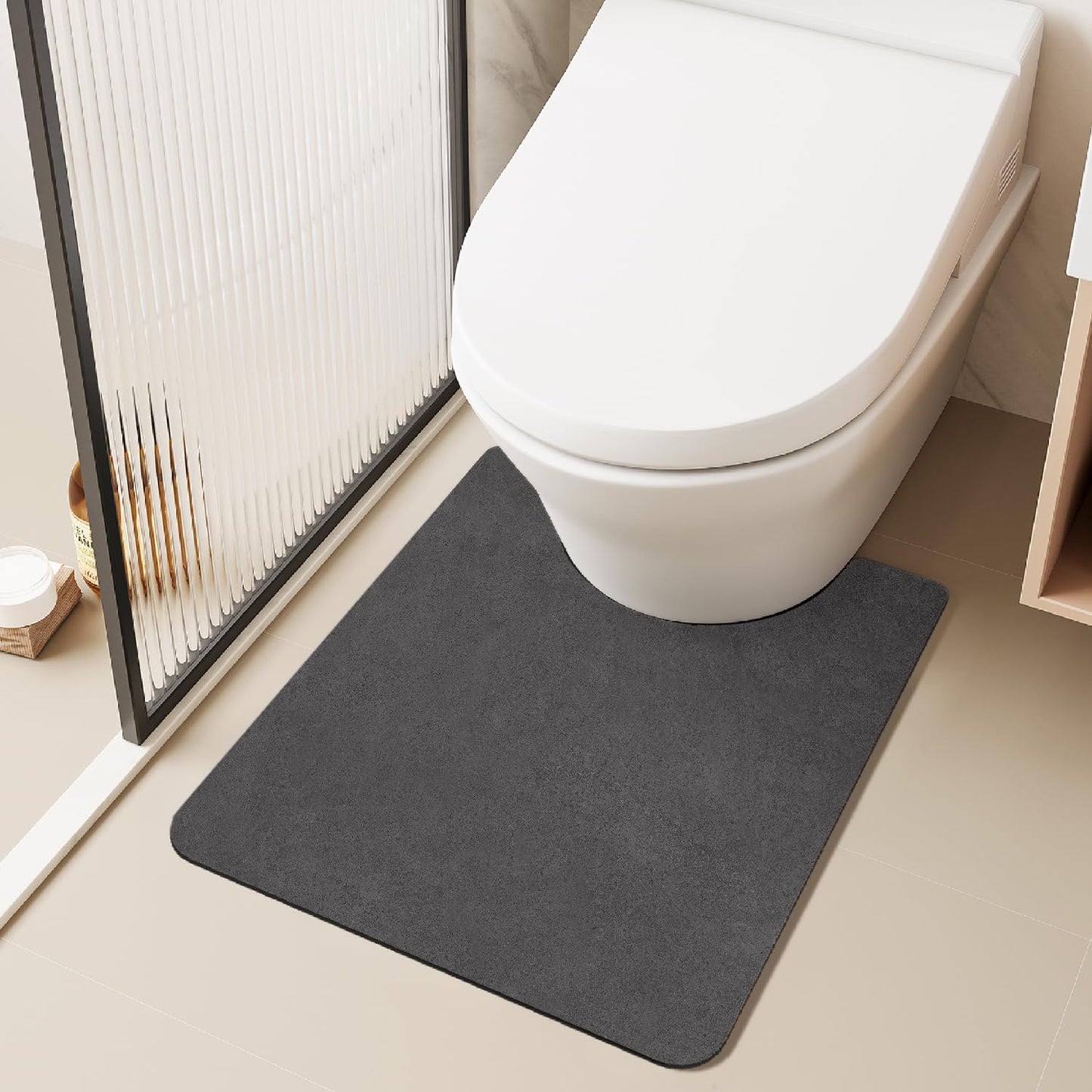 TYUU Bath Mat, Bathroom Rugs Non Slip Washable Thin Absorbent Quick Dry Bath Mat Fits Under Door Bathroom Floor Mat Perfect for Bath, Shower, or Sink 16"x24" Dark Grey