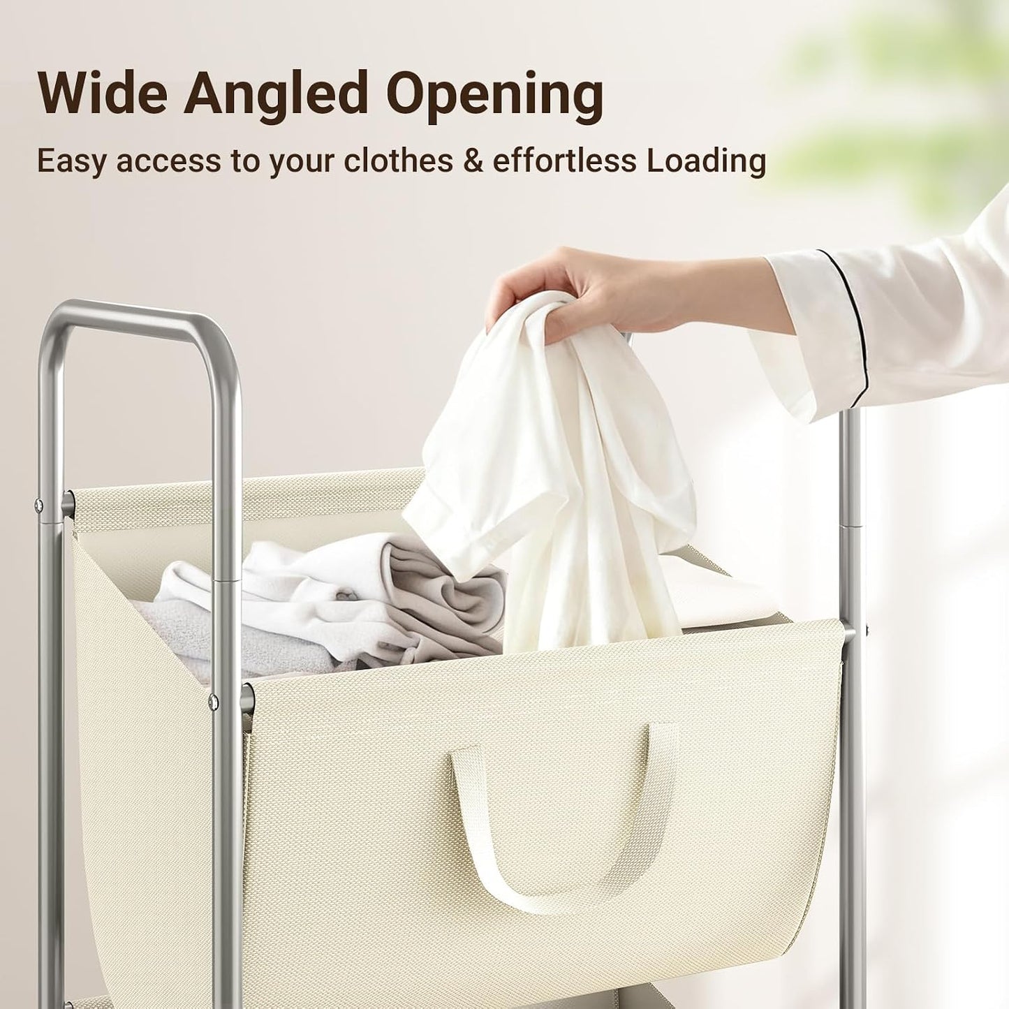 ELYKEN 120L Vertical Rolling Laundry Hamper with Removable Bags, 3 Section Laundry Baskets with Wheels, Space-Saving 3 Tier Laundry Sorter for Small Spaces, Dorm, Bedroom, Bathroom, Laundry Room