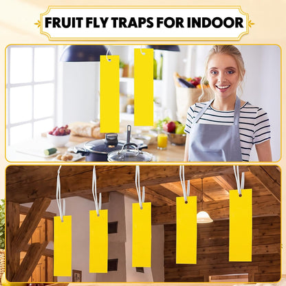 250 Pack Yellow Sticky Fly Traps for Gnats Indoor Outdoor with Twist Ties Double Sided Hanging Fly Paper Strips for Plant Insect Mosquitoes Fruit Flies Garden Farm Kitchen (2 x 10 Inch)